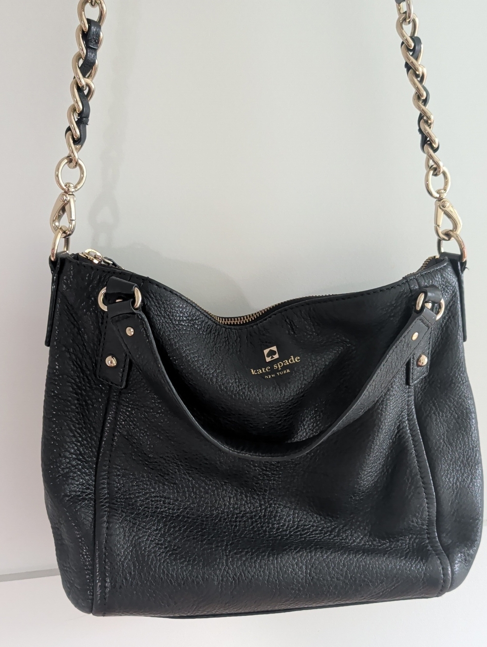 kate spade Black Leather Chain-Accent Shoulder Bag